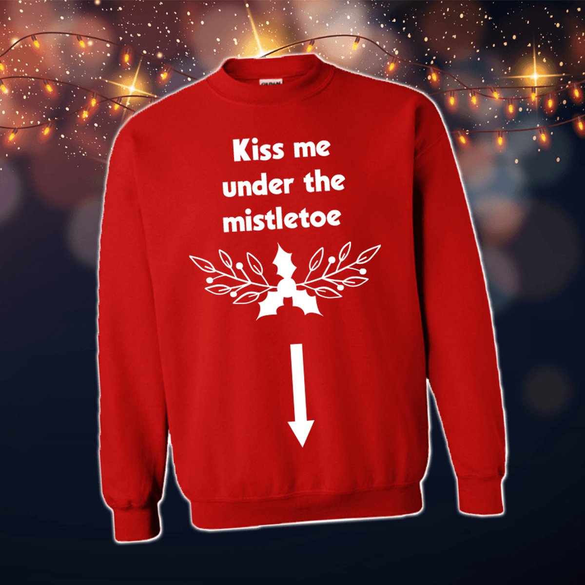 Foute Kersttrui Dames & Heren - Kersttrui met tekst Kiss me under the mistletoe | Kersttrui Maat M | Kersttrui Dames - Kersttrui Heren - Grappige Kersttrui met tekst | Namengigant | Incl. 2 jaar garantie